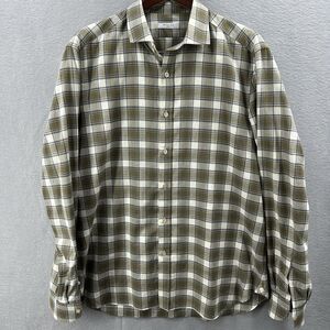 Boglioli Plaid Flannel Shirt Mens 43 US 17 Cotton Button Front Flannel Preppy